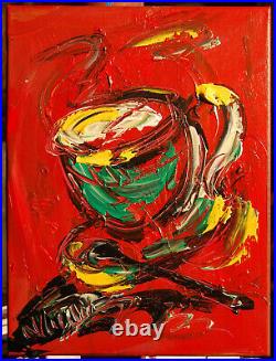 CUSTOM MADE RED HOT COFFEE Abstract Modern CANVAS PAINTING