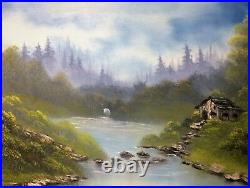 Cabin on the Lake Bob Ross style original oil painting on canvas
