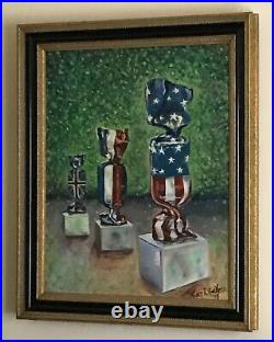 Candy Nation, 24x28, Original, Oil Painting, Signed Art, Frame, Flags, Frame