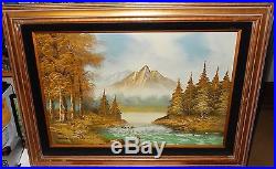 Cantrell Huge Original Oil On Canvas River Creek Mountain Landscape Painting