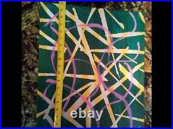 Canvas Art, Acrylic on Canvas, Abstract art Green, Silver, Gold, Pink, 2023, at