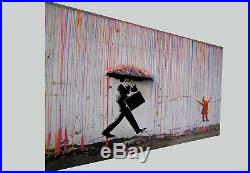 Canvas painting large 71original OIL modern street art rainbow rain banksy joy