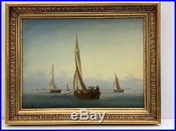 Carl OLSEN (1818-1878) + Sailing ships on Oresund mid 1800s. +Original HQ Oil