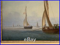Carl OLSEN (1818-1878) + Sailing ships on Oresund mid 1800s. +Original HQ Oil