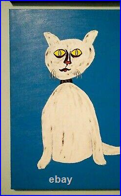 Cat Painting Bad Cat Pop Outsider On Stretched Canvas. 16 X 20 By Jordok