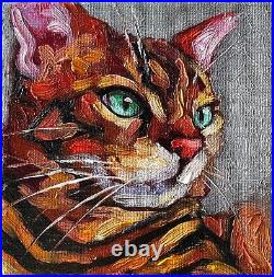 Cat Painting Pet Portrait Original Art Animal Artwork Oil On Stretched Canvas