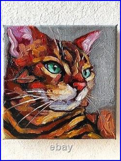 Cat Painting Pet Portrait Original Art Animal Artwork Oil On Stretched Canvas