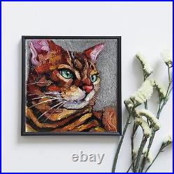 Cat Painting Pet Portrait Original Art Animal Artwork Oil On Stretched Canvas