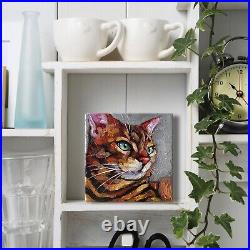 Cat Painting Pet Portrait Original Art Animal Artwork Oil On Stretched Canvas