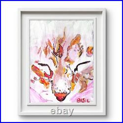 Cat Vibrant Abstract Expressionism Canvas Painting