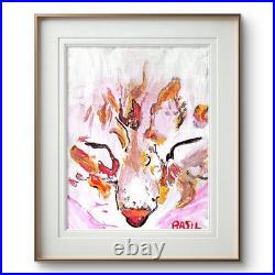 Cat Vibrant Abstract Expressionism Canvas Painting