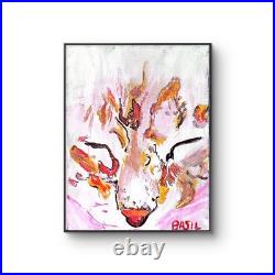 Cat Vibrant Abstract Expressionism Canvas Painting