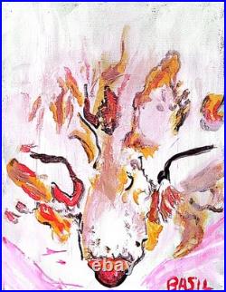 Cat Vibrant Abstract Expressionism Canvas Painting
