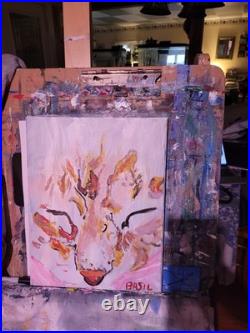 Cat Vibrant Abstract Expressionism Canvas Painting