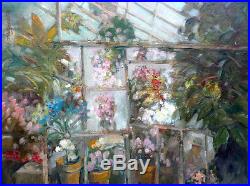 Central New York Greenhouse Original Oil on canvas 18x24 in. Hall Groat Sr