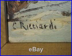 Cesare Ricciardi (1892-1973) Original Oil on Board Winter Landscape Painting