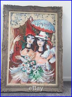 Charles Cobelle Original Large 27 X 40 Oil on Canvas Painting two ladies