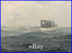 Charles Vickery Original Oil on Board Lobster Boats well Listed tall ship