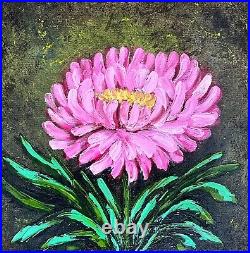 Chrysanthemums Original Oil Painting On Canvas Garden Flower Wall Art 12 Inch