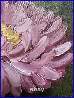 Chrysanthemums Original Oil Painting On Canvas Garden Flower Wall Art 12 Inch