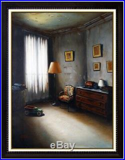 Claude Lazar Original Oil Painting on Canvas Signed Modern Interior Still Life