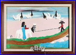 Clementine Hunter Original Painting Flight Into Egypt With Authentication
