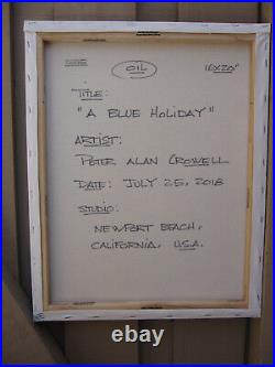 Collectible A BLUE HOLIDAY 16x20 canvas art original painting signed Crowell US