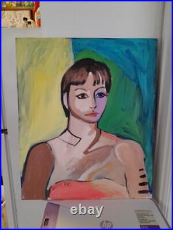 Colorful Portrait Of Woman Acrylic On Canvas Contemporary Original Art 20x24