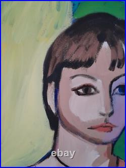 Colorful Portrait Of Woman Acrylic On Canvas Contemporary Original Art 20x24