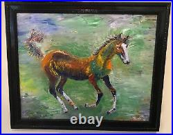 Colt, Horse, 22.5x18.5, Original Oil Painting, Black Frame, Signed, Arts