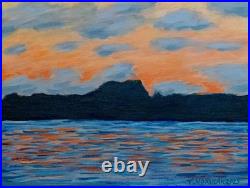 Conneaut Lake Sunset original acrylic painting on canvas 2025