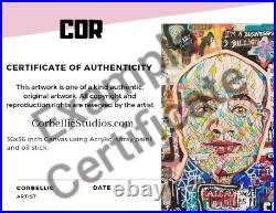 Corbellic Neo Expressionism 10x8 Cubism Face Mixed Media Magaize Canvas New Art