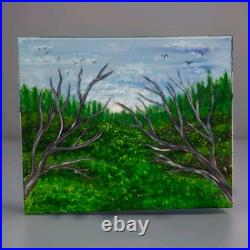 Country Landscape Painting on Canvas Original Art One Of Kind Painting Signed