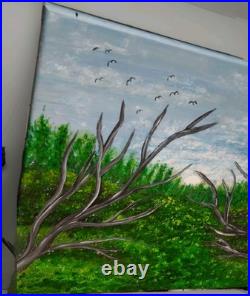 Country Landscape Painting on Canvas Original Art One Of Kind Painting Signed