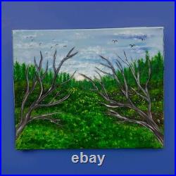 Country Landscape Painting on Canvas Original Art One Of Kind Painting Signed