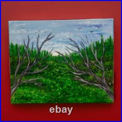 Country Landscape Painting on Canvas Original Art One Of Kind Painting Signed