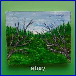 Country Landscape Painting on Canvas Original Art One Of Kind Painting Signed