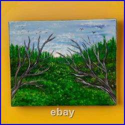 Country Landscape Painting on Canvas Original Art One Of Kind Painting Signed