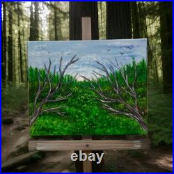 Country Landscape Painting on Canvas Original Art One Of Kind Painting Signed