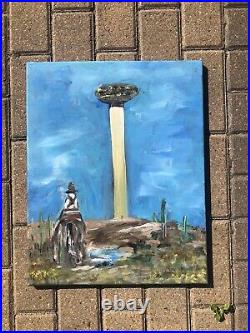 Cowboys And Aliens Impressionism 16x20 Original acrylic painting canvas Signed