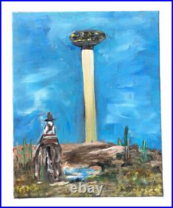 Cowboys And Aliens Impressionism 16x20 Original acrylic painting canvas Signed