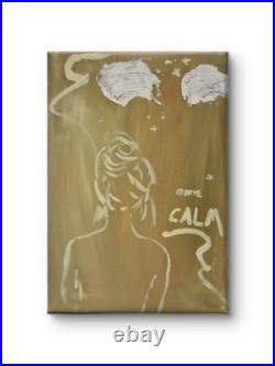 Create Calm Woman Silhouette Gold Acrylic Painting 30x40cm Signed Canvas Art
