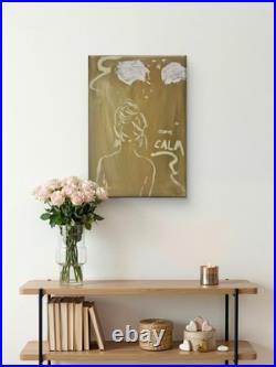 Create Calm Woman Silhouette Gold Acrylic Painting 30x40cm Signed Canvas Art