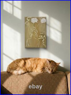 Create Calm Woman Silhouette Gold Acrylic Painting 30x40cm Signed Canvas Art