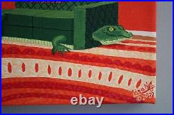 Crocodile Couch Acrylic On Canvas 12 x 9 in. Original Surreal Painting
