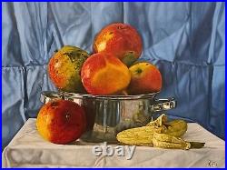 Cuban Artist Original Still life with mangoes. Oil on canvas, 24×30. Year2021