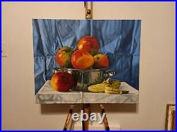 Cuban Artist Original Still life with mangoes. Oil on canvas, 24×30. Year2021