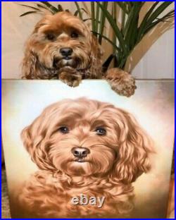 Customized Pet Portrait Rendered on canvas Turn your Pet Selfie into art