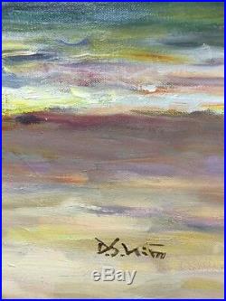 D. S. Kim Shoreline Splendor, Original Oil on Canvas, 37x47 Framed Ocean Scene
