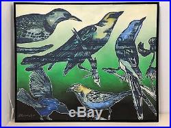 DAVID BROMLEY Birds Original Polymer Painting on Canvas 149cm x 180cm FRAMED